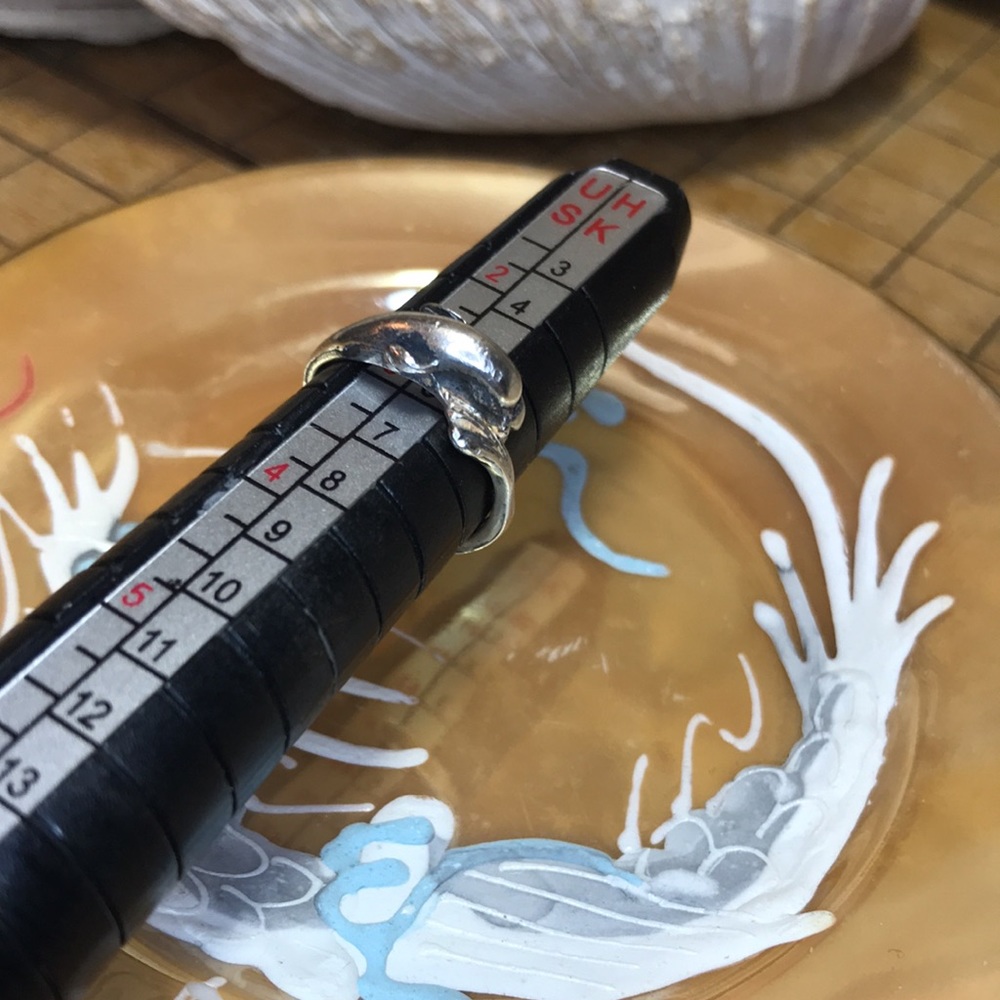 925 Solid Sterling Silver Dolphin Ring Size 3 Adj… - image 4